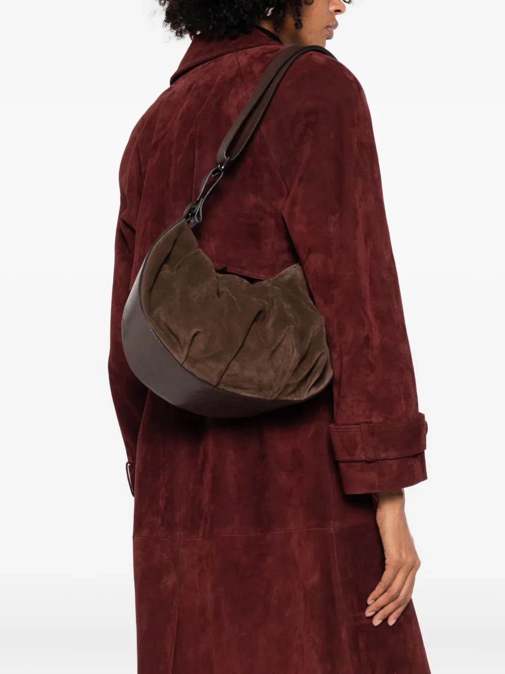 Reptile's House Pleated Shoulder Bag In Brown