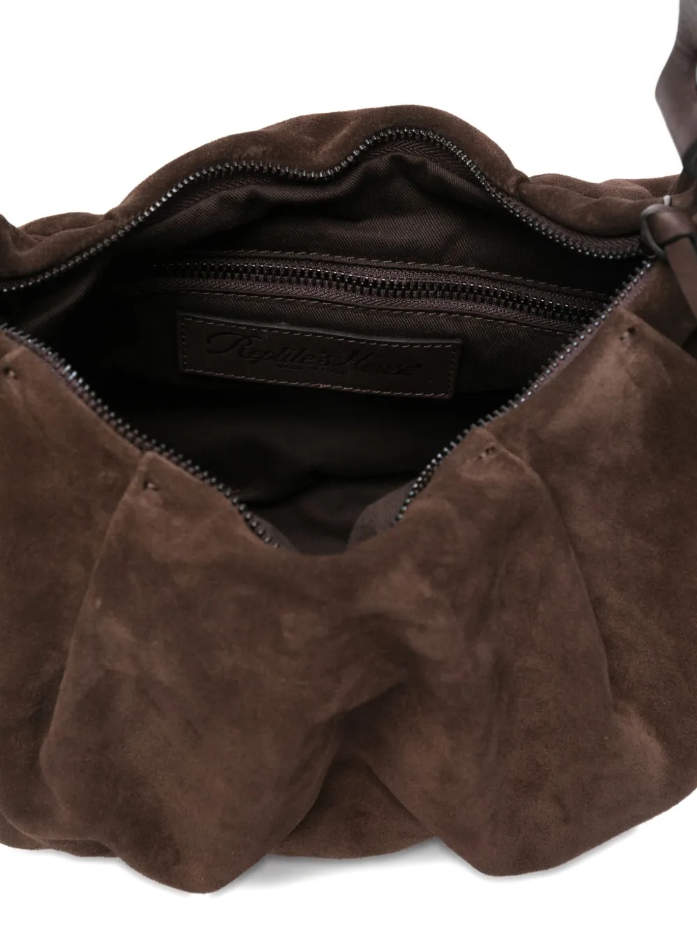 Reptile's House Pleated Shoulder Bag In Brown