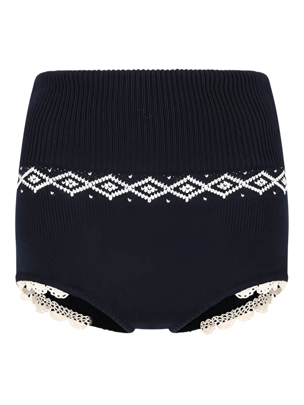 Magda Butrym Geometric-print Ribbed Shorts In Black