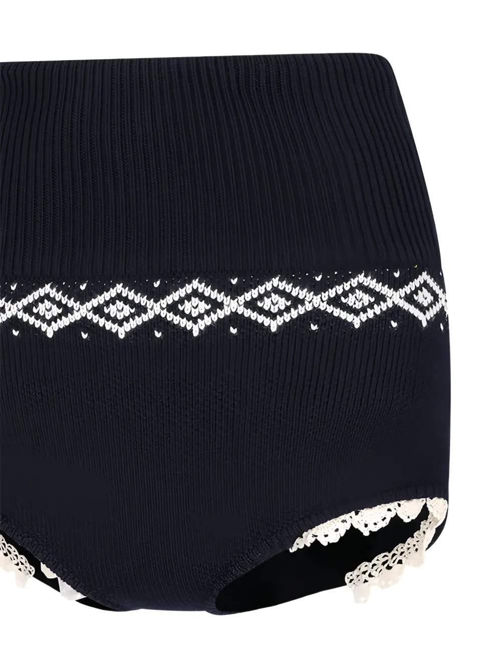 Magda Butrym Geometric-print Ribbed Shorts In Black
