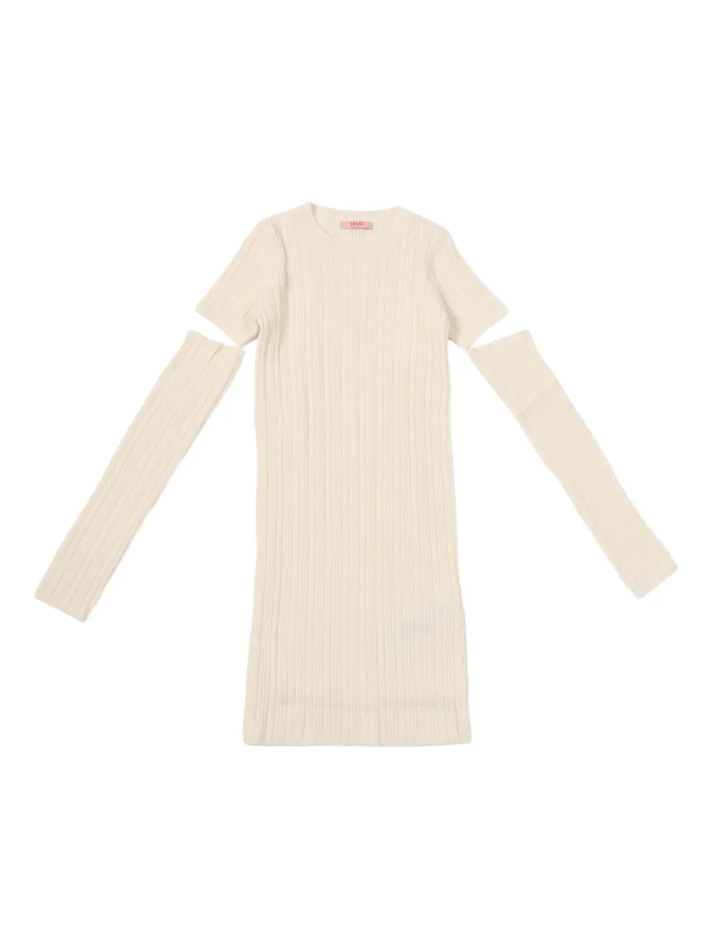 Liu Jo Kids ribbed logo-plaque dress - Toni neutri