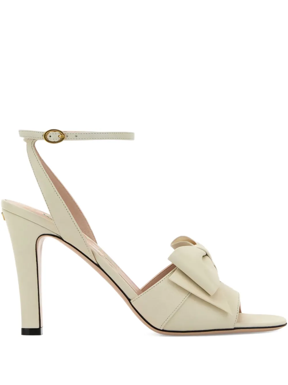 Valentino Leather Sandals Featuring Bow Detail And Open Toe In Neutral