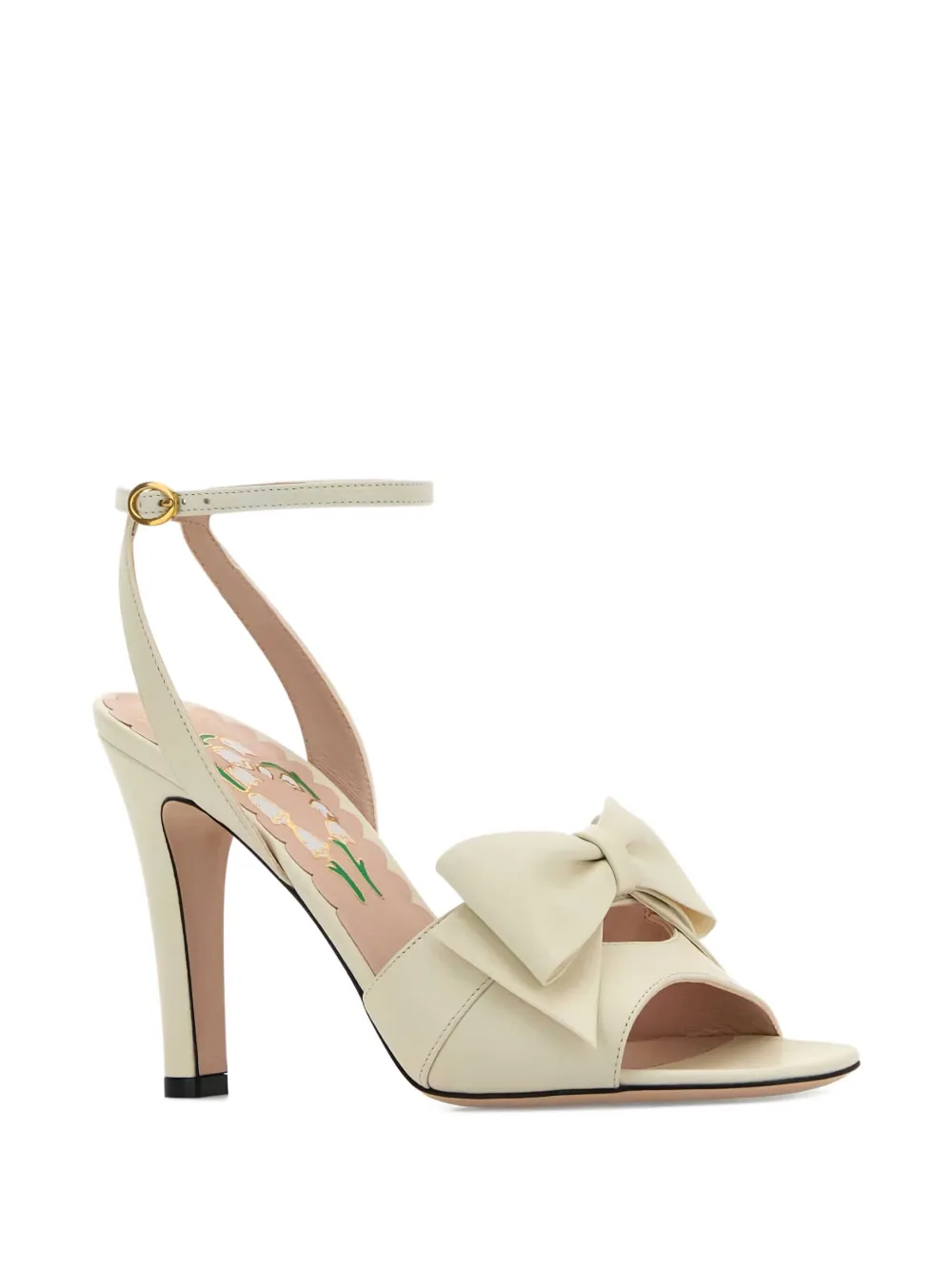 Valentino Leather Sandals Featuring Bow Detail And Open Toe In Neutral