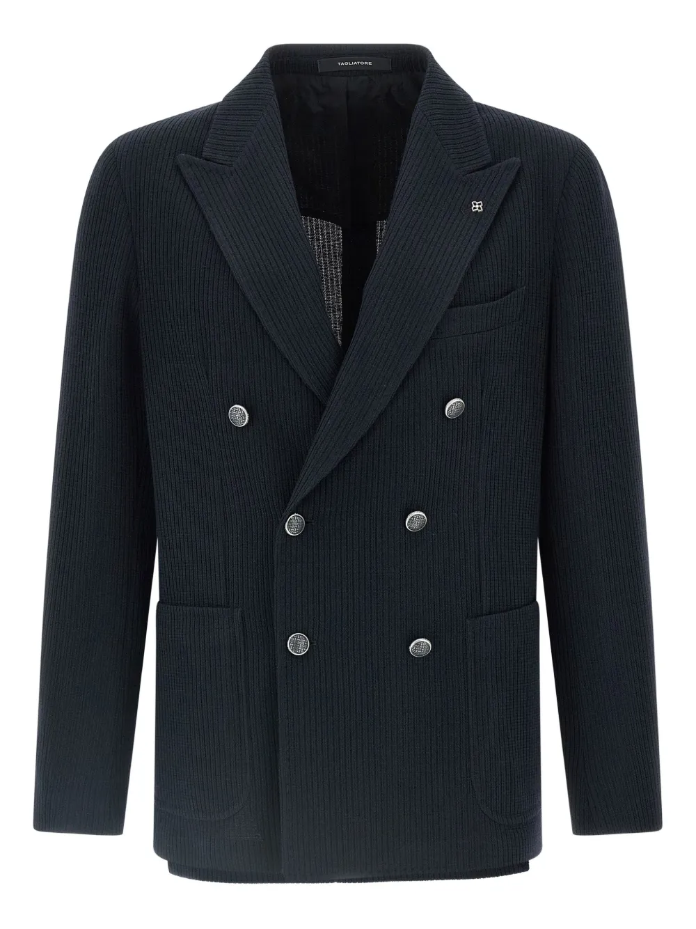 Tagliatore Blazer Doppiopetto In Lino Fiammato In Blue