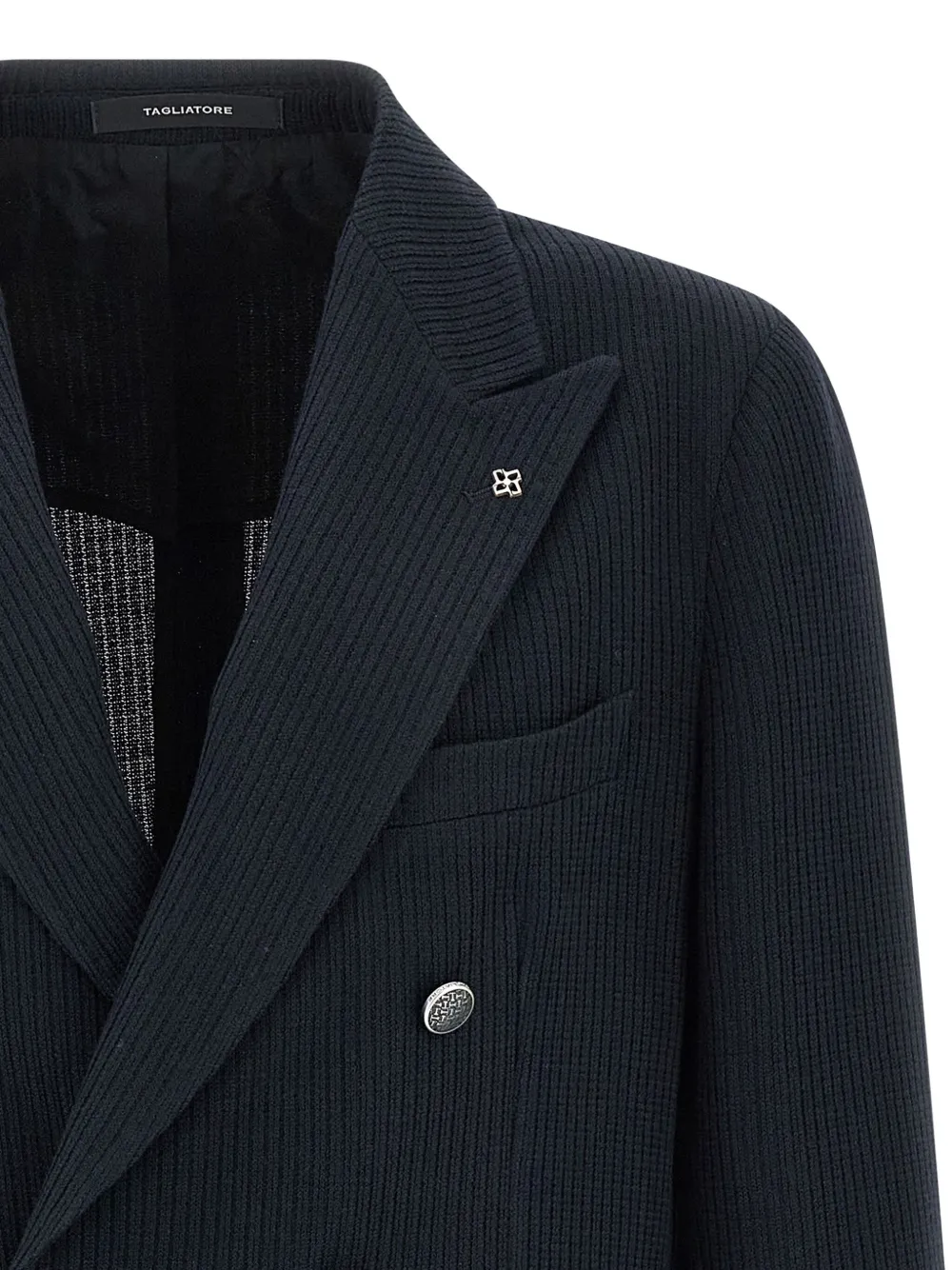 Tagliatore Blazer Doppiopetto In Lino Fiammato In Blue