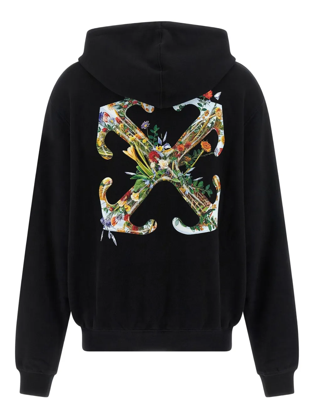 Off-white Hoodie With Graphic Back Design In Black