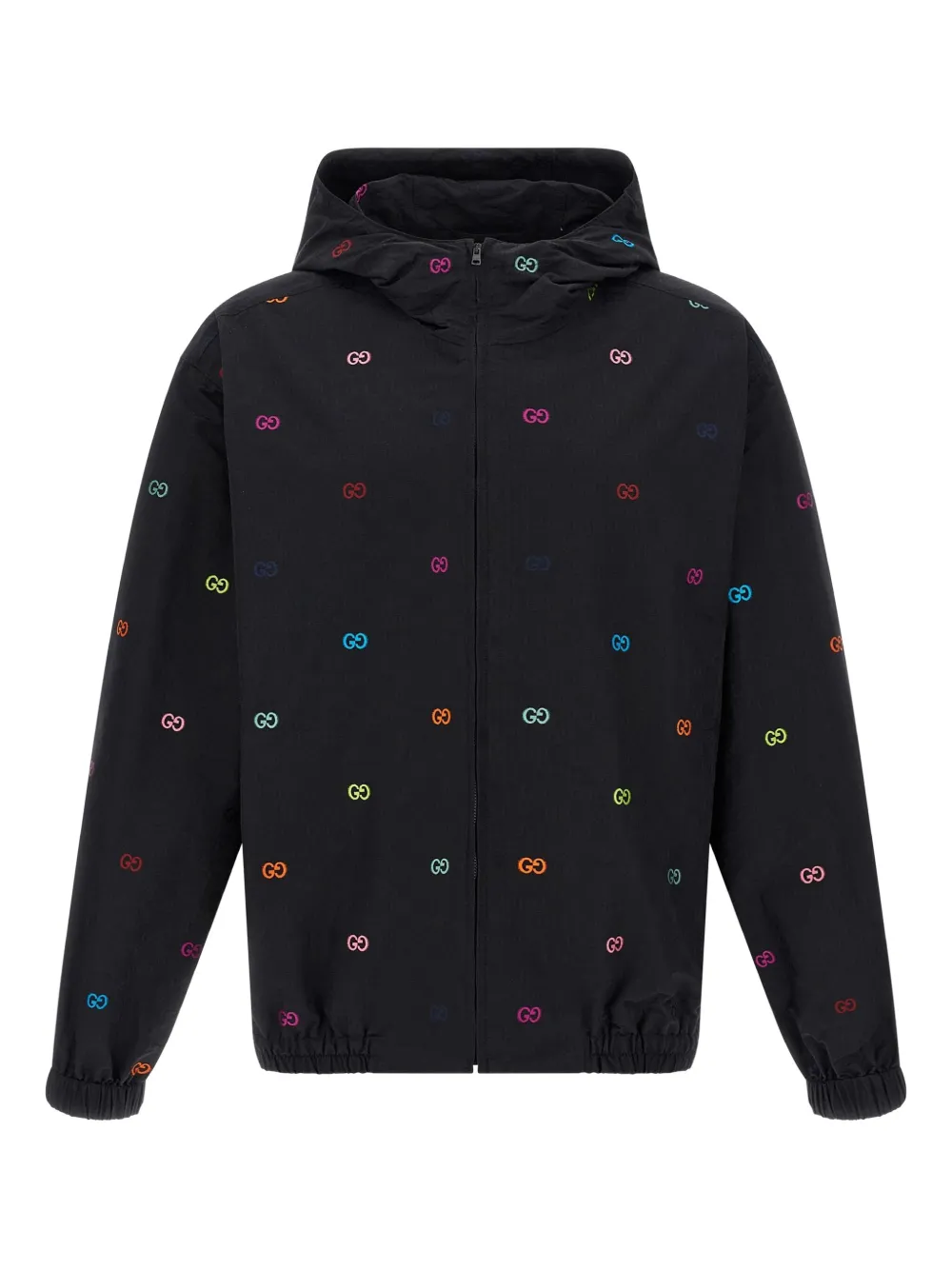 Gucci Gg-pattern Hooded Jacket In Black