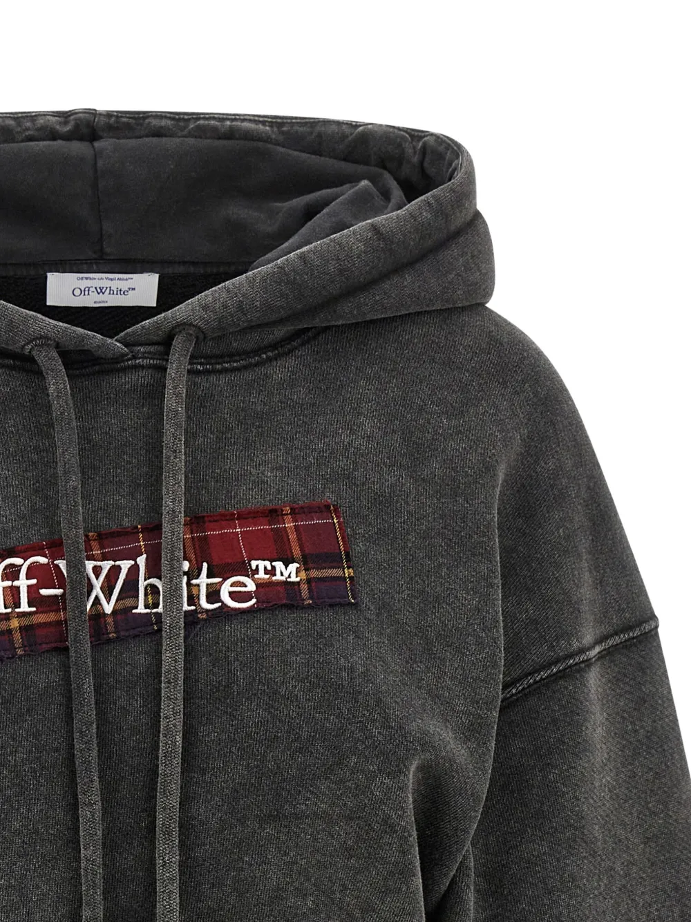 Off-white Bookish Logo-patch Hoodie In Gray