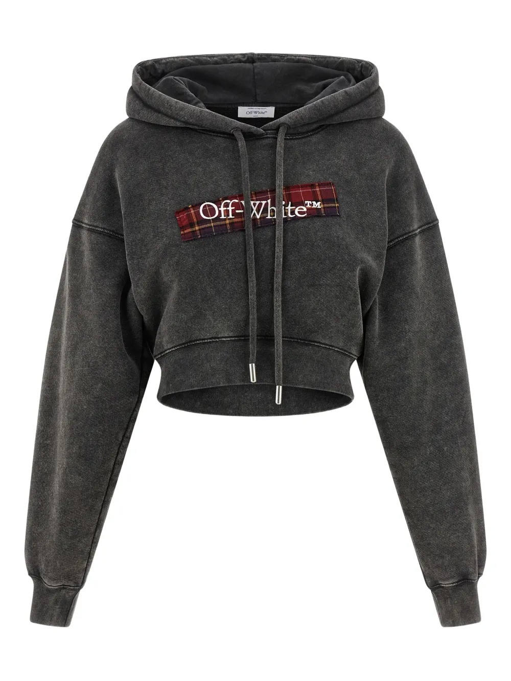 Off-white Bookish Logo-patch Hoodie In Gray