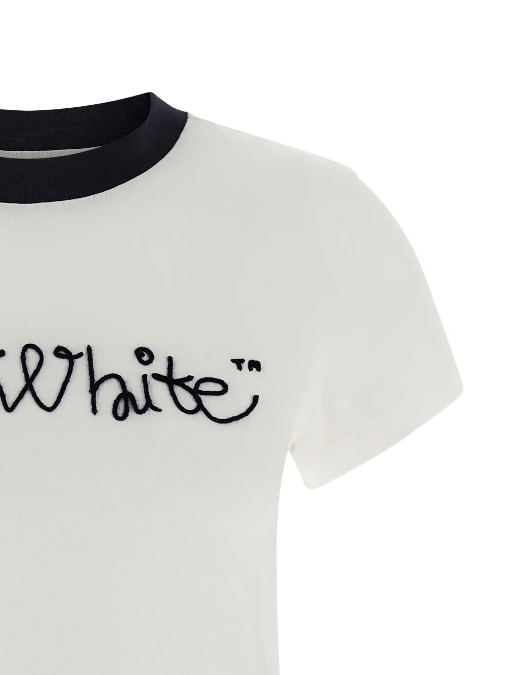 Off-white Script Logo-embroidered T-shirt In Neutral