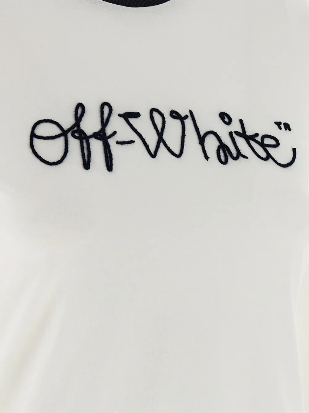 Off-white Script Logo-embroidered T-shirt In Neutral