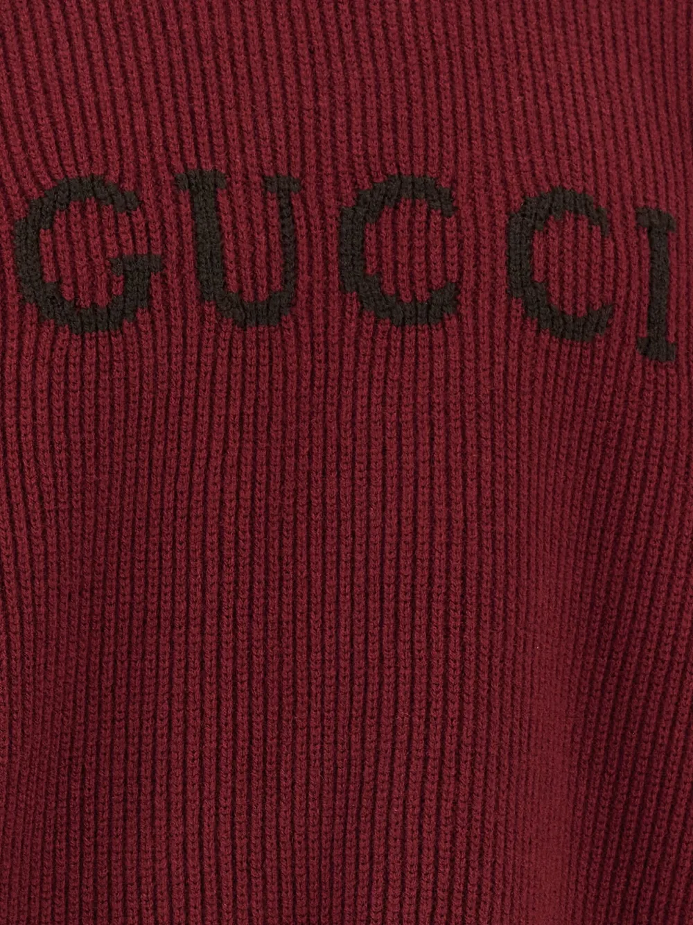 Gucci Bordeaux Crewneck Sweater With Logo Lettering Embroidery On The Front In Wool Man In Burgundy