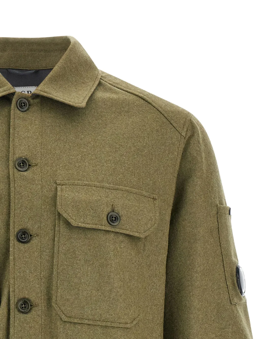 C.p. Company Wool Overshirt Shirt And Blouse Multicolor In Green