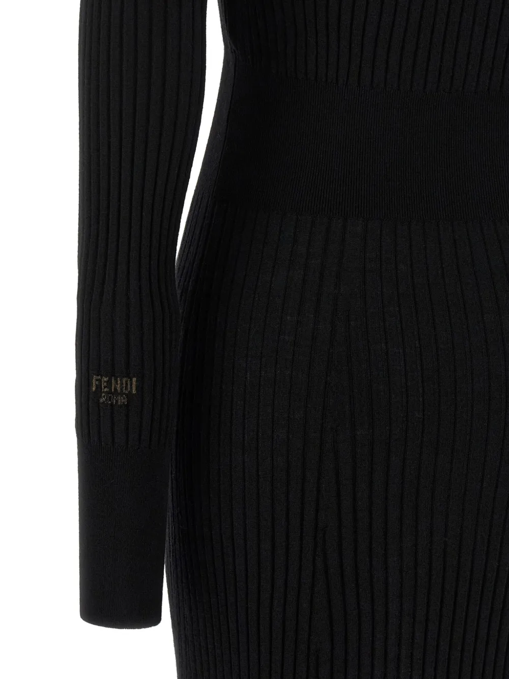 FENDI Essential ribgebreide jurk Zwart