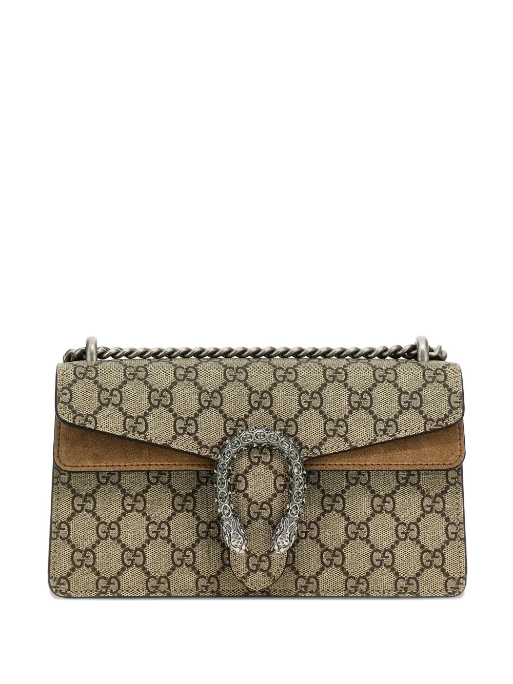 Gucci Dionysus Super Mini Printed Coated-canvas And Suede Shoulder Bag In Neutral