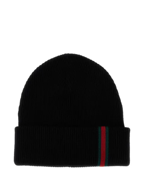 Gucci ribbed web-detail beanie