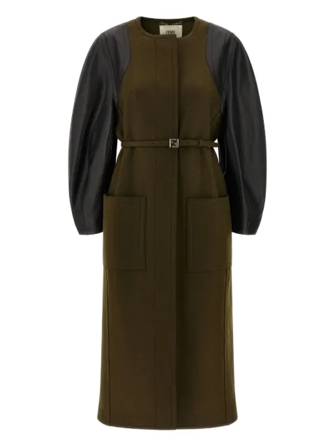 FENDI contrasting-sleeve belted coat