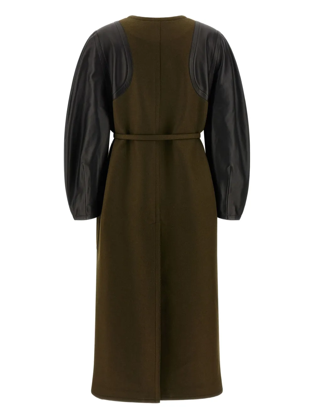 FENDI contrasting-sleeve belted coat - Groen