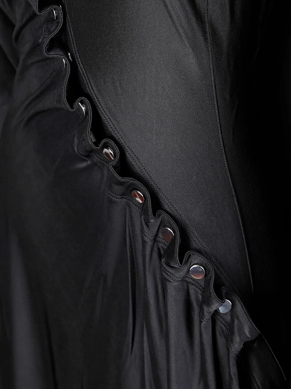 Rabanne Embellished Gathered Satin-jersey Midi Shirt Dress In Black