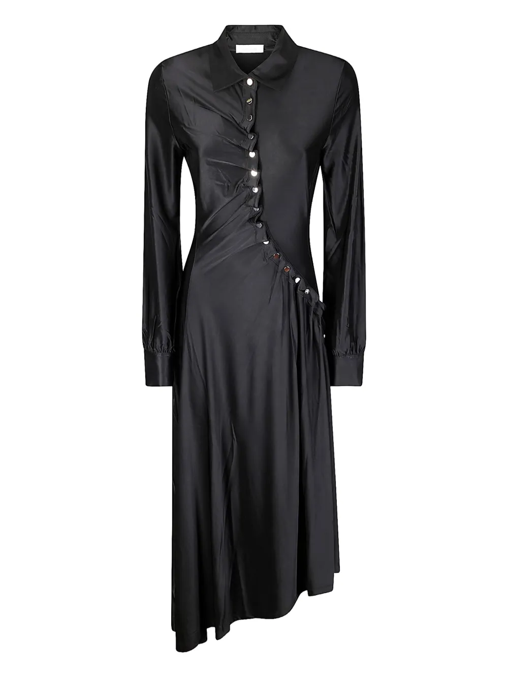 Rabanne draped long-sleeve dress - ブラック Rabanne draped long-sleeve dress - ブラック