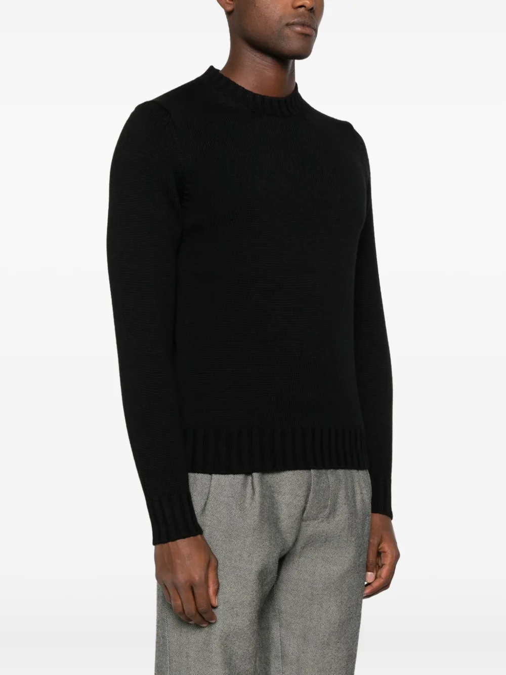 Filippo De Laurentiis Crew-neck Ribbed Sweater In Black