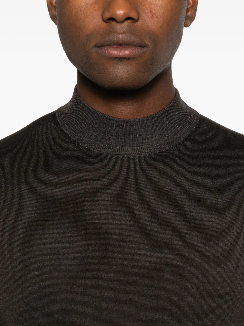 Filippo De Laurentiis High-neck Wool Sweater In Brown