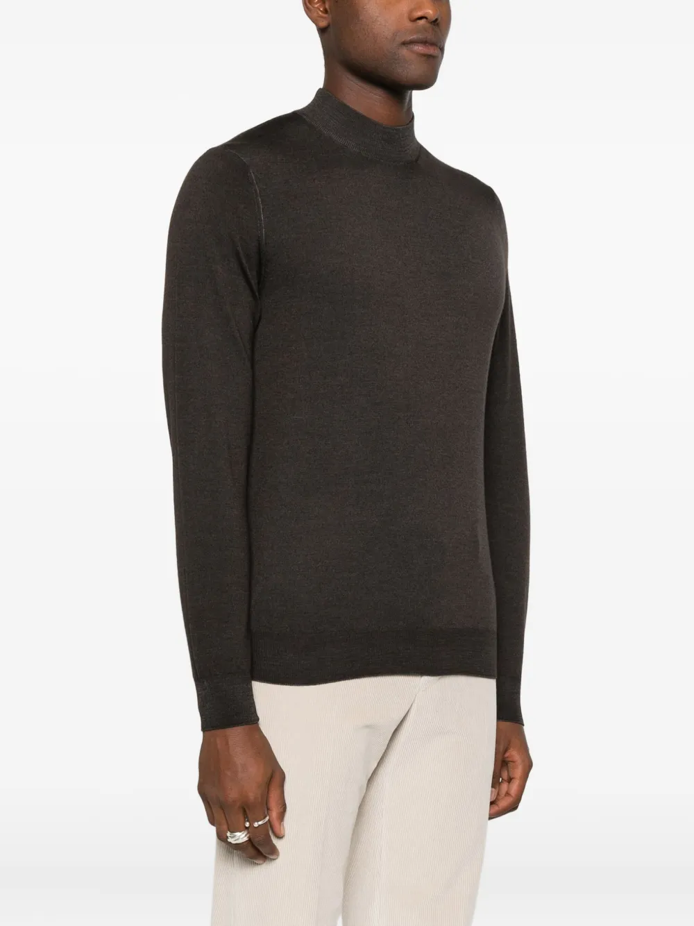 Filippo De Laurentiis High-neck Wool Sweater In Brown