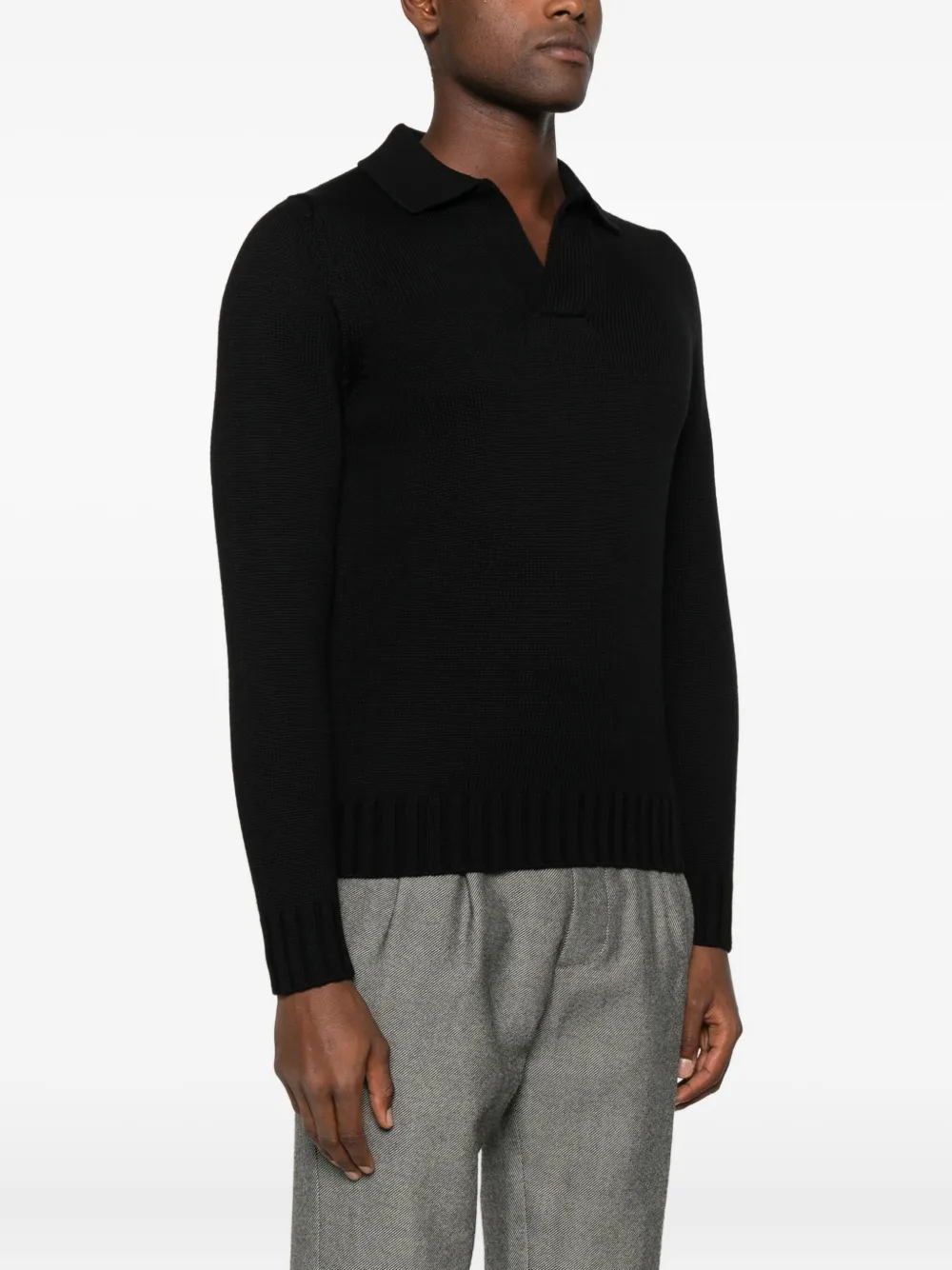 Filippo De Laurentiis Polo-collar Sweater In Black