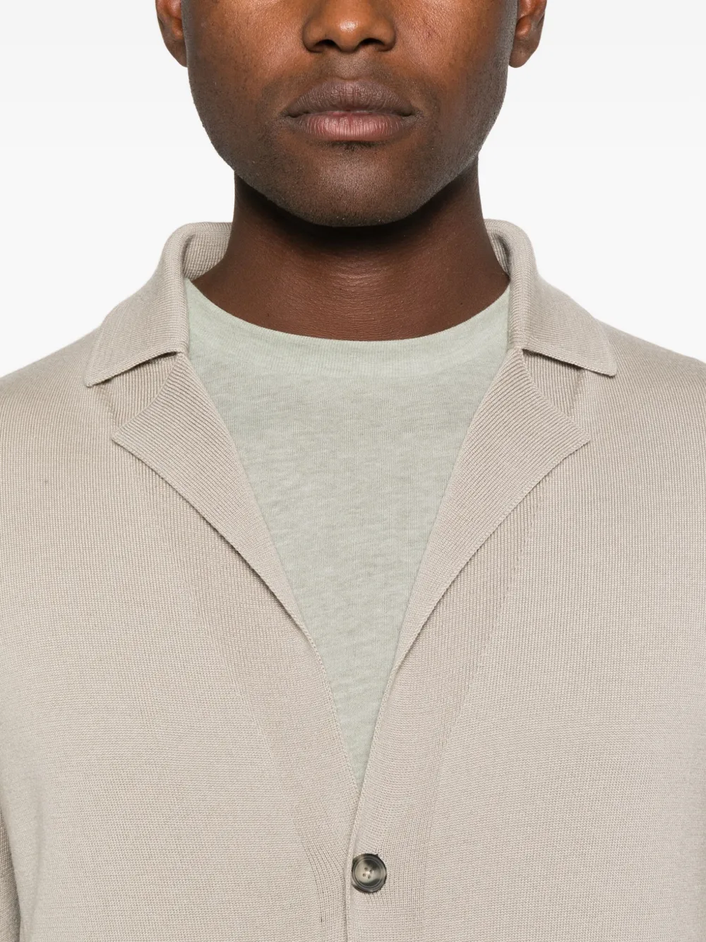 Luigi-gentile Notched-collar Cardigan In Neutral