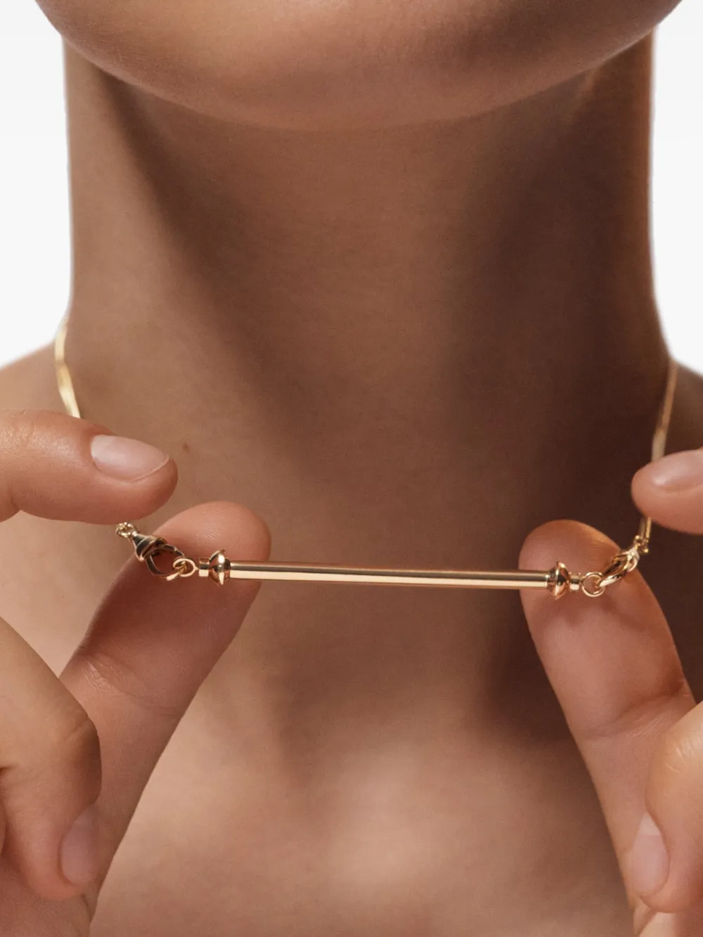 Marie Lichtenberg Polished Connector Pendant in Gold, view 2