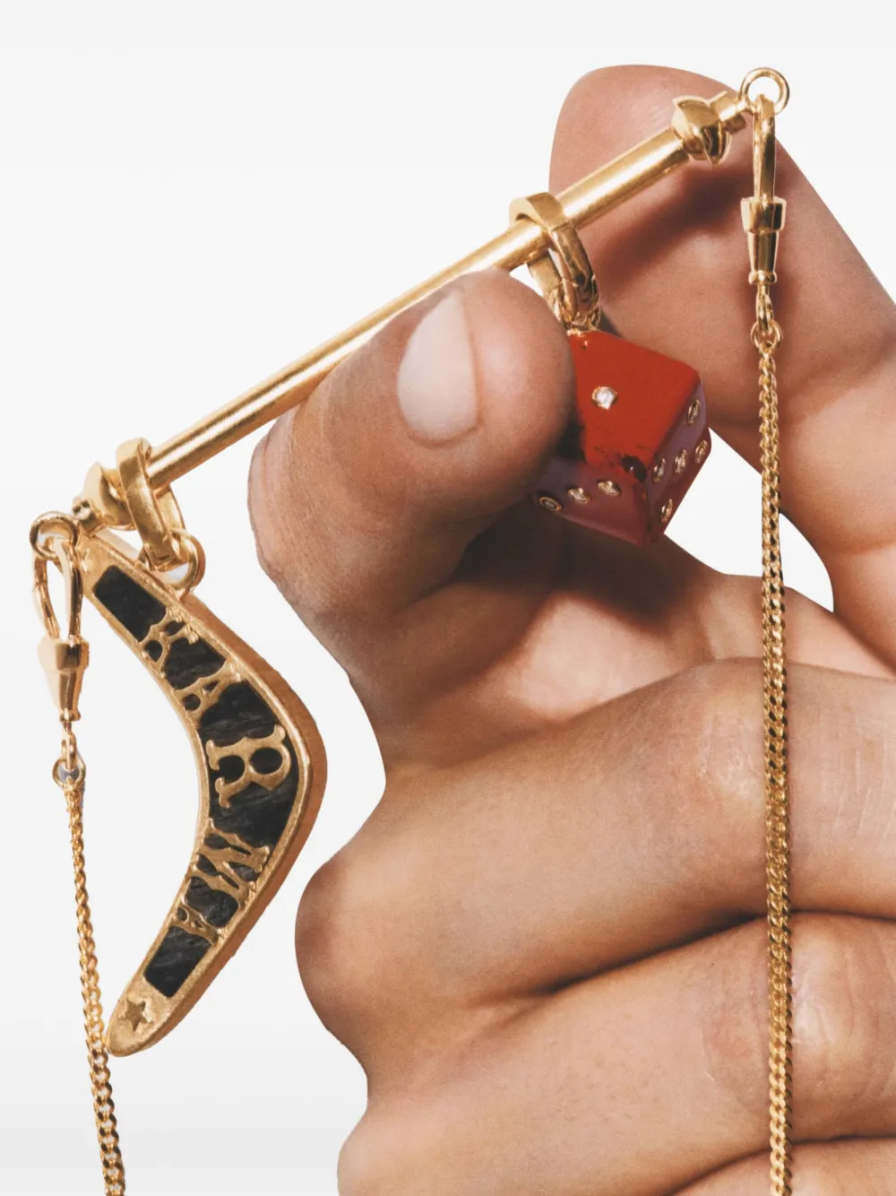 Marie Lichtenberg Polished Connector Pendant in Gold, view 4