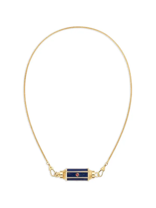 Marie Lichtenberg Baby Locket Ruby and Lapis Lazuli Necklace in Gold