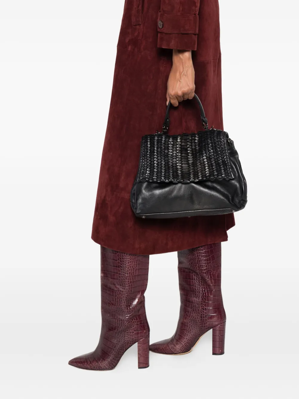 Reptile's House woven-flap shoulder bag - Zwart