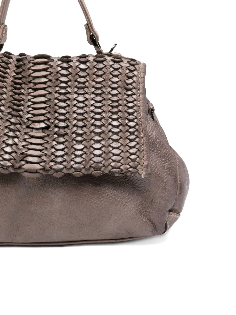 Reptile's House Woven-flap Shoulder Bag In Brown