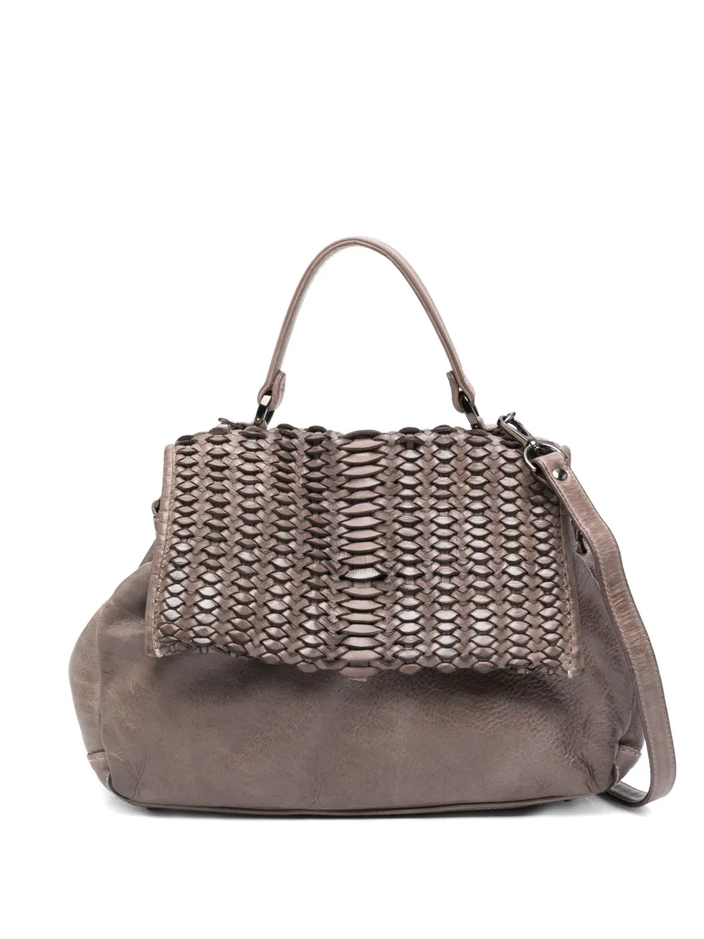 Reptile's House Woven-flap Shoulder Bag In Brown
