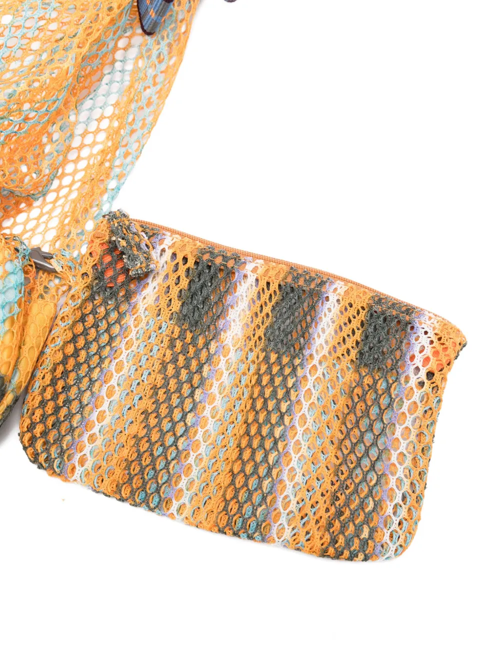 Epice Striped Net Shoulder Bag In Orange