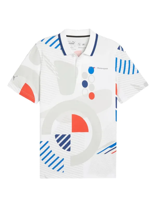 PUMA x BMW M Motorsport AOP geometric-print Polo Shirt | White | FARFETCH HK