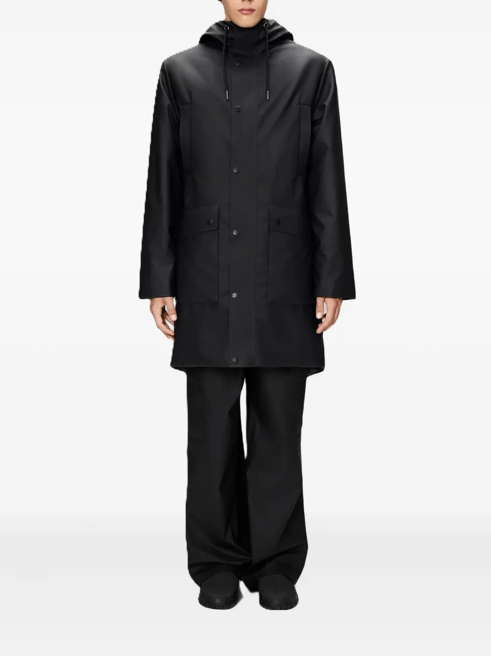 Rains Nome Hooded Parka Coat In Black