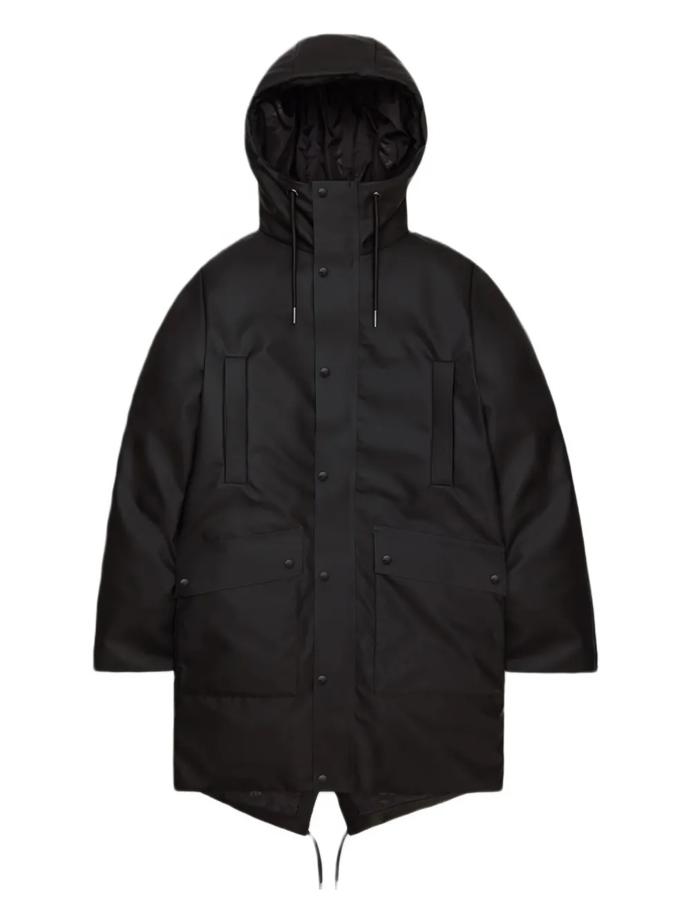 Rains Nome Hooded Parka Coat In Black