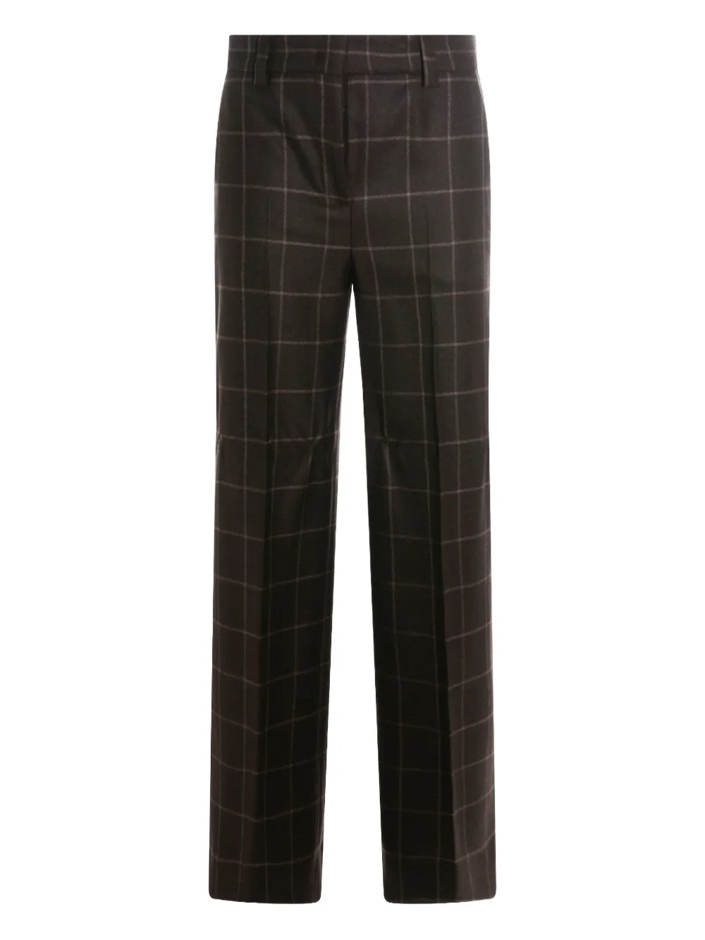Incotex Checkered Straight Leg Trousers And Pockets In Brown