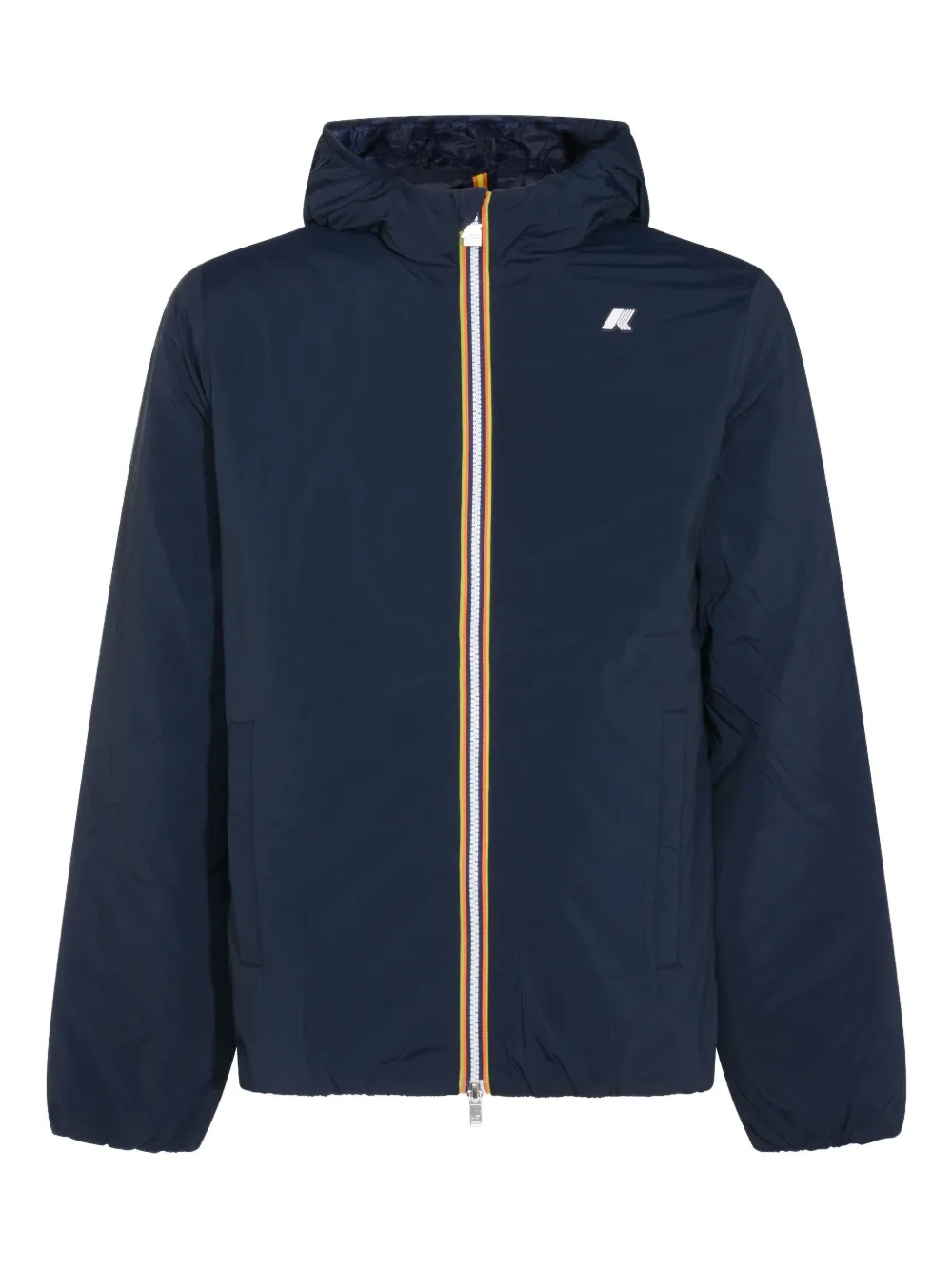 K-way Hooded Jacket With Side Pockets And Cuffs In Blue