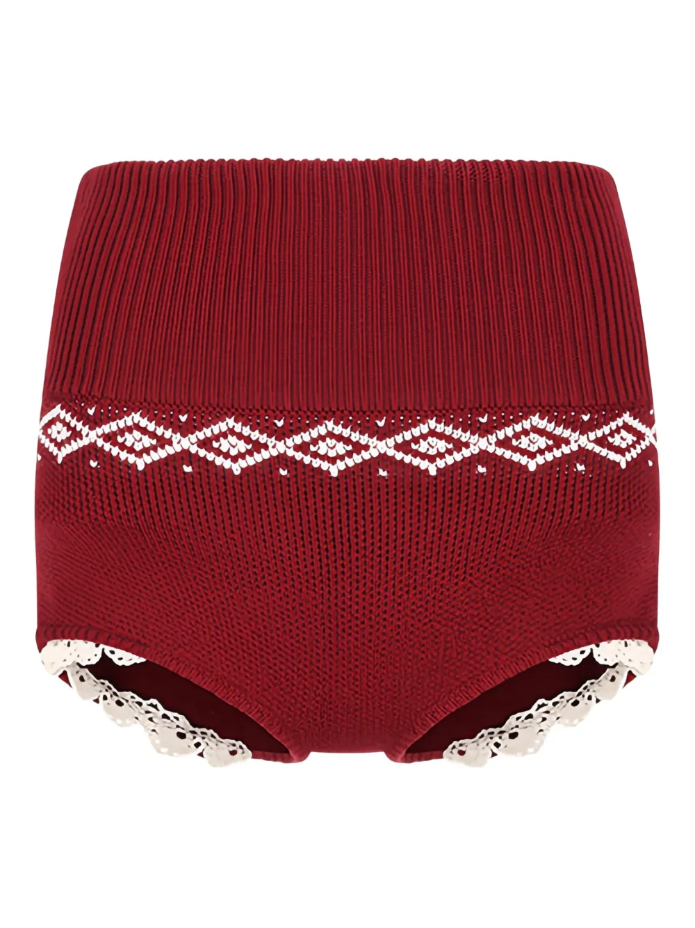 Magda Butrym Jacquard Lace Shorts In Red