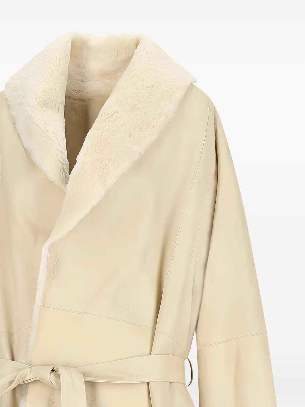  Magda Butrym Belted Leather Coat - Neutrals 