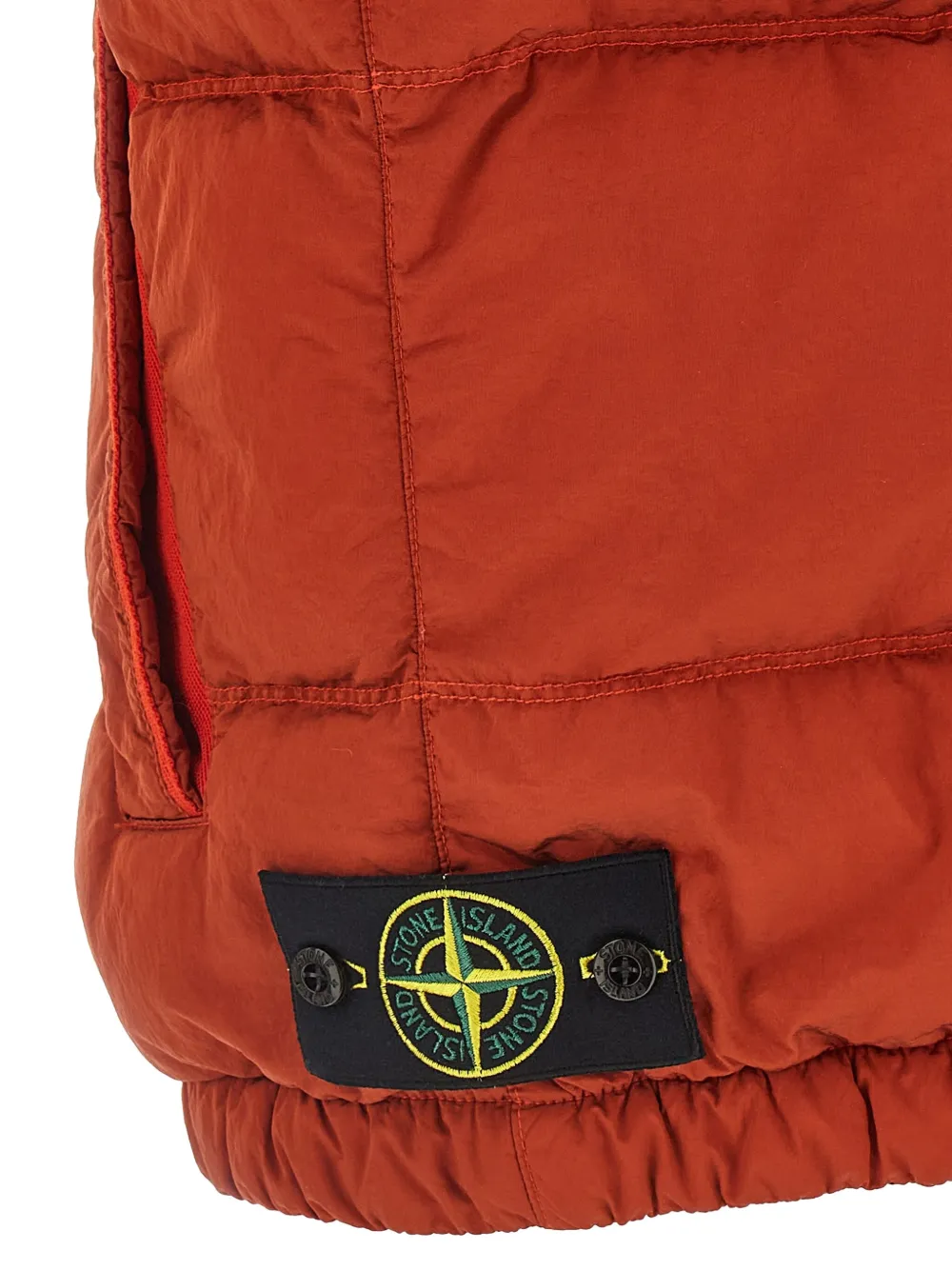 Stone Island Quilted Vest With High Collar And Pockets In Red