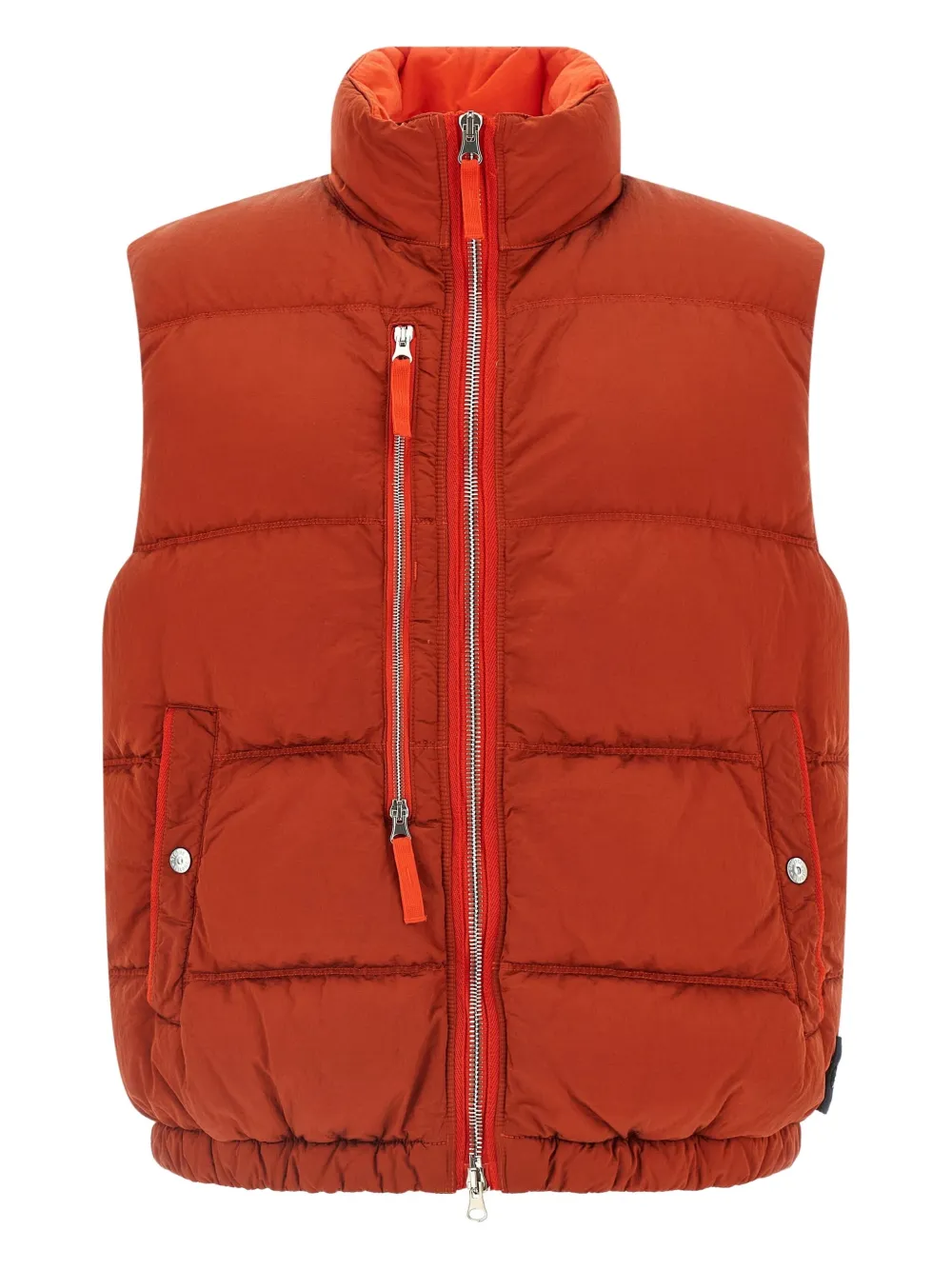 Stone Island Quilted Vest With High Collar And Pockets In Red