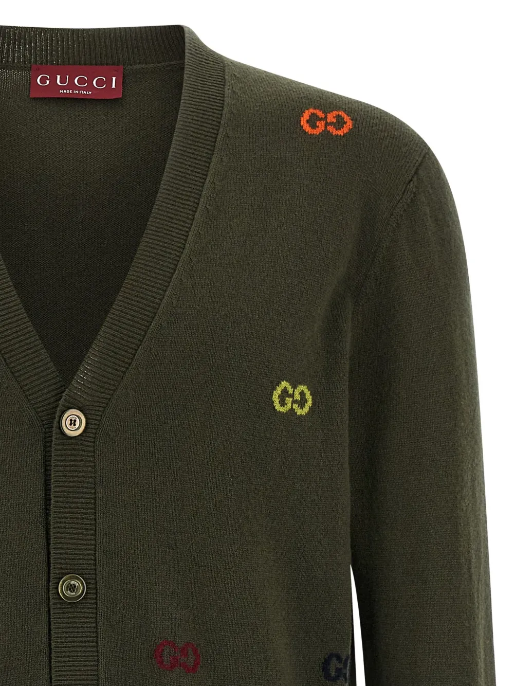 Gucci Button-up vest met GG-intarsia Groen