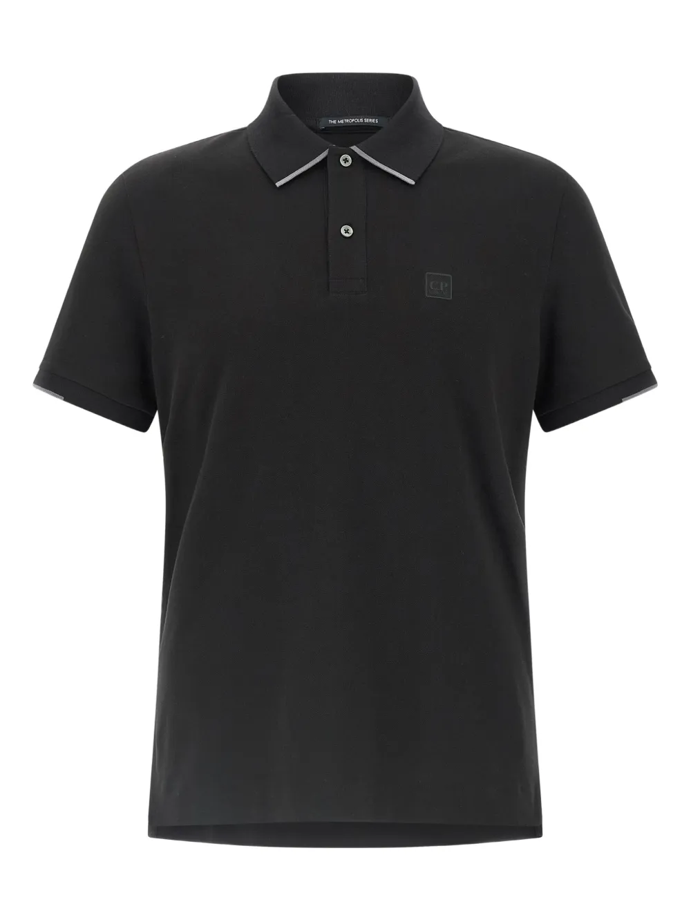 C.P. Company logo-patch polo shirt | Black | Image 1