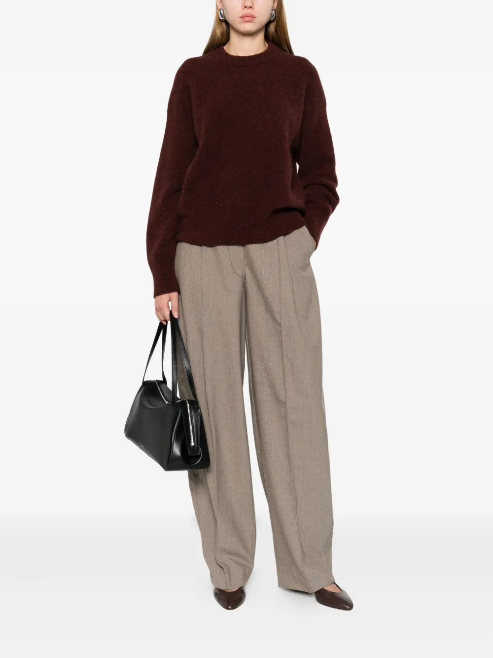 Filippa K Crew-neck Sweater In Burgundy