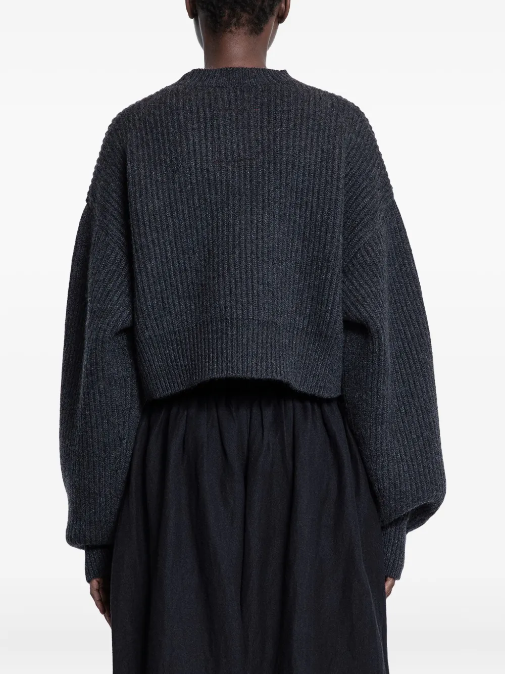 Uma Wang Cropped Ribbed Knit Sweater In Black