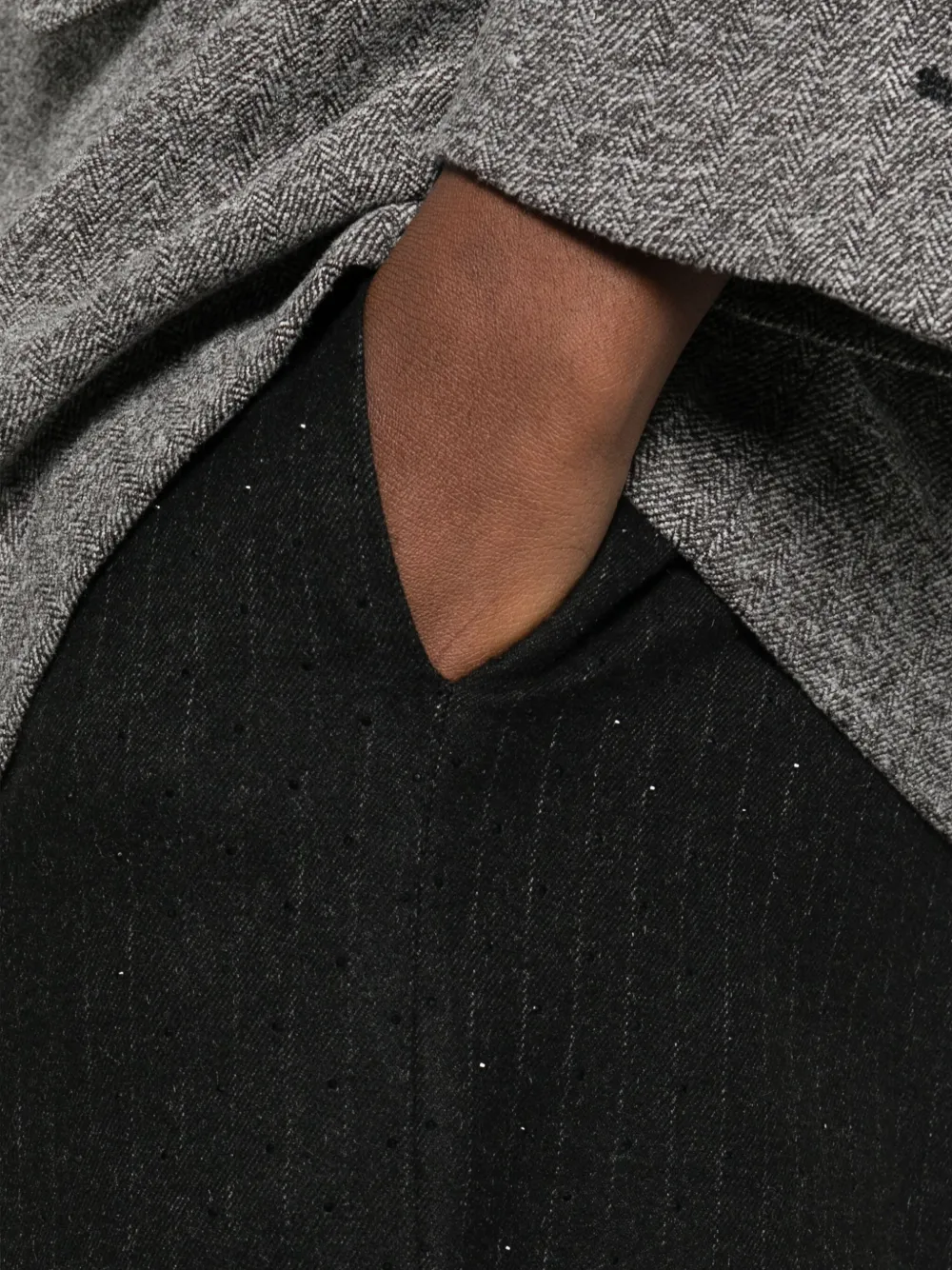 Maje Broek met krijtstreep en stras Zwart